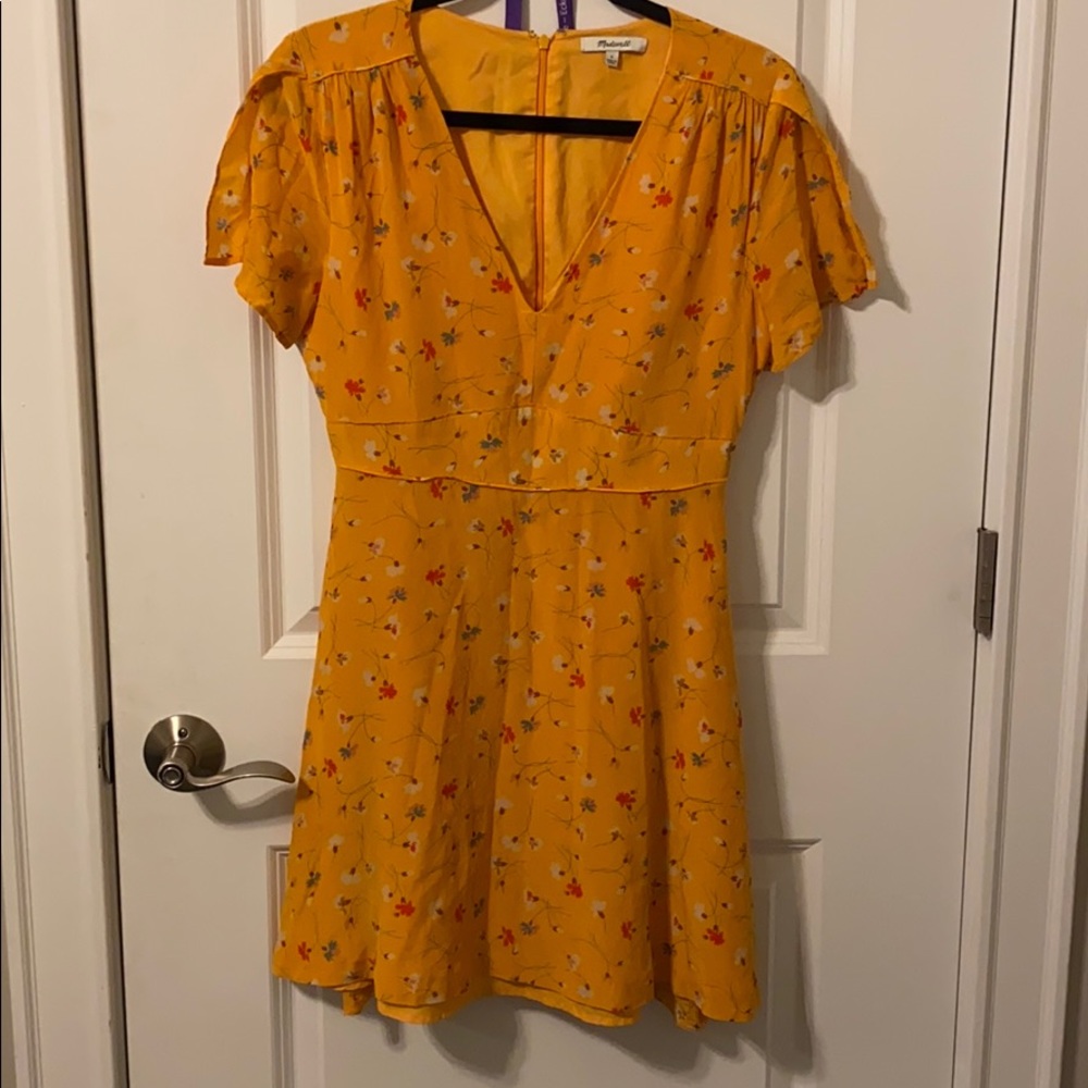 Madewell Yelow Floral Silk Dress